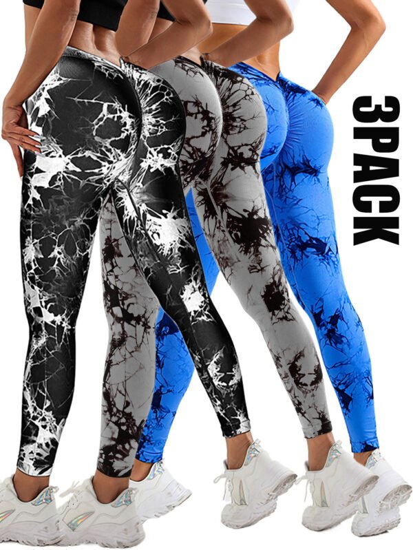 3f094094-f50c-48d6-aec1-cb34b48d59d8.jpg 3 Pack Women's Scrunch Workout Leggings, High Waisted Butt Lifting Tie-dye V Back Waist Seamless Gym Yoga Leggings, Workout Leggings For Women Jada Leggings