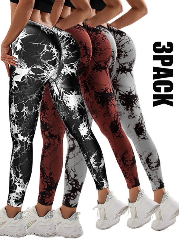8725cbd0-b010-4183-915a-488cdd30322b.jpg 3 Pack Women's Scrunch Workout Leggings, High Waisted Butt Lifting Tie-dye V Back Waist Seamless Gym Yoga Leggings, Workout Leggings For Women Jada Leggings