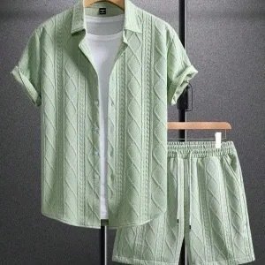 8dc7207d-58c8-44cc-b808-db2bea32bf85.jpg Men's Short-sleeved Shirt Shorts Sports Casual Two-piece Suit